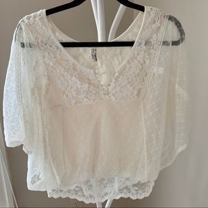 Free people cream lace top